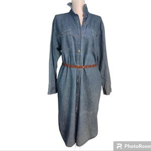 Vintage Calvin Klein Denim Shirt Dress Duster Size 10 Cotton Lightweight